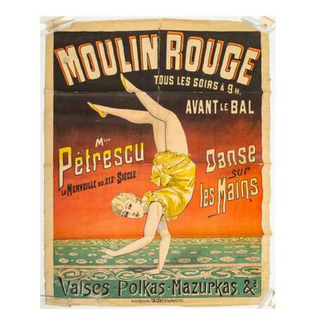 Plakat "MOULIN ROUGE tous les soirs à 9H Avant le Bal...", um 1890-1900, - Foto 1