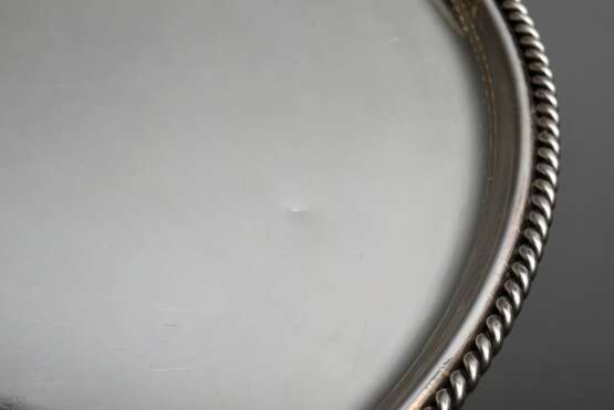 Rundes Tablett mit Kordelrand, Silber 835, 717g, Ø 33cm, leichte Kratzer - Foto 4
