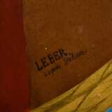 Großes rundes Sevres Tablett mit lupenfeiner Portraitmalerei "Marie Leizinska" in radierter Goldrahmung auf türkis Fond, u.r. sign. "Leber d'aprés Latour", Ø 45cm, Rand restauriert - photo 4
