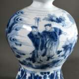 Frankfurter Fayence Vase in Kalebassenform auf oktogonalem Fuß mit Blaumalerei "Chinoiserien und Blattfriesen", Anfang 18.Jh., als Lampe montiert, H. 66cm - Foto 3