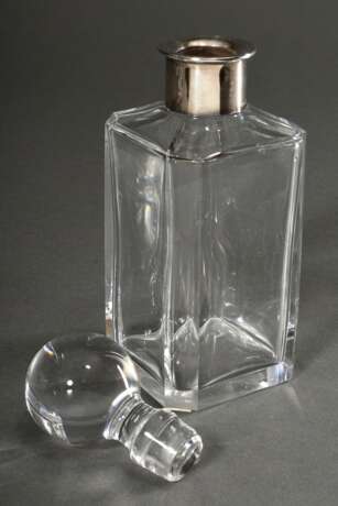 Eckige Karaffe mit passendem Glas Stöpsel und Silber 835 Hals, H. 24,5cm - photo 2