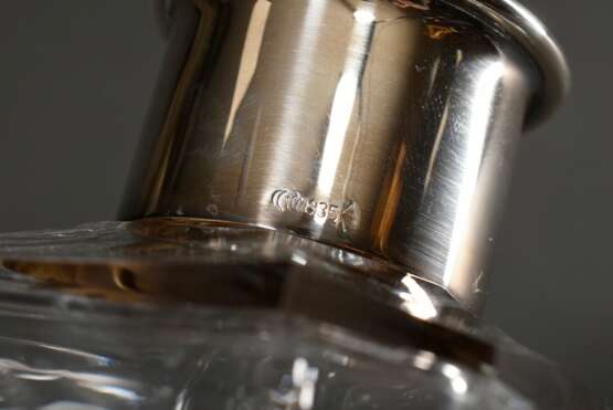 Eckige Karaffe mit passendem Glas Stöpsel und Silber 835 Hals, H. 24,5cm - Foto 3