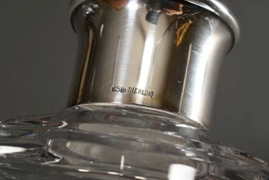 Rechteckige Karaffe mit geriffeltem Rand, passendem Stöpsel und Silber 925 Hals, H. 27,5cm - photo 3