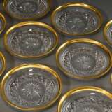 12 Kristall Dessertteller mit vergoldetem Rand und dekorativem Schliff, Ø 15,5cm, minimal berieben - Foto 4
