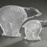 4 Diverse Teile Glas und Kristall "Eisbären", 2x Skandinavien mit eingeschmolzenen Silber Folien, 2x signiert "Nachtmann", H. 6,6-12cm - Foto 2