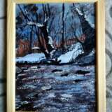 Зима акрил на картоне Malerei mit Acrylfarben лесной пейзаж Landschaftsmalerei Weißrussland 2023 - Foto 2