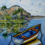 причал лодка Watercolor paper Watercolor painting морський пейзаж Landscape painting запорожье 2024 - photo 1
