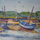 лодки причал Watercolor paper Watercolor painting морський пейзаж Mountain landscape Ukraine 2024 - photo 1