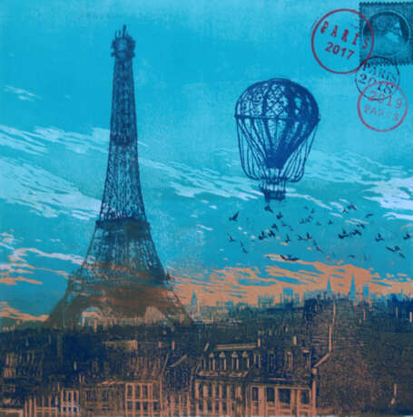 крыши парижа arkhipoff Бумага Линогравюра Социальный реализм современный реализм Франция современный художник 2019 г. - фото 1