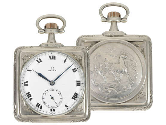 Pocket watch: very rare square Art Nouveau Omega pocket watch… - photo 1