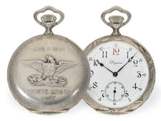 Pocket Watch: rare Longines Art Nouveau pocket watch with rel…