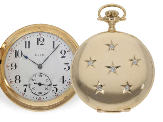 Pocket watch: exceptional American gold hunting case watch se… - фото 1