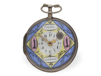 Pocket watch: attractive verge watch with multicoloured ename…