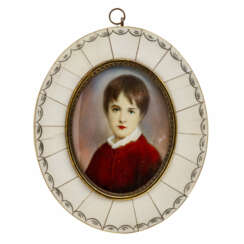 Porträt-Miniatur 'Knabe im roten Anzug', 1900-1945.