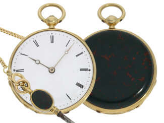 Pocket watch: exquisite miniature lepine with jasper case, or…