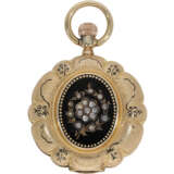 Taschenuhr: Gold/Emaille Prunksavonnette mit Diamantbesatz,… - Foto 1