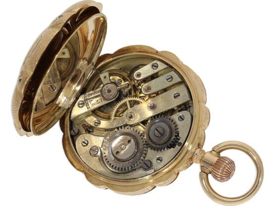 Pocket watch: gold/enamel splendour hunting case watch set wi… - фото 4