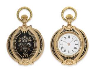Pocket watch/ form watch: rare gold/ enamel form watch with d…