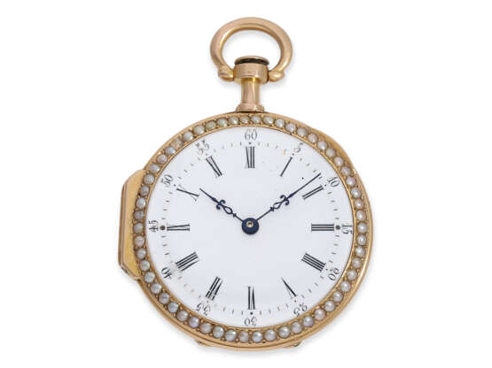 Pocket watch: exquisite "Louis XV" gold/enamel verge watch wi… - фото 2