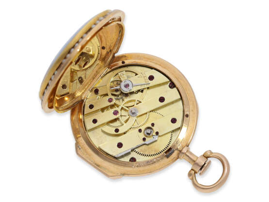 Pocket watch: exquisite "Louis XV" gold/enamel verge watch wi… - фото 3