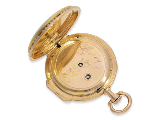 Pocket watch: exquisite "Louis XV" gold/enamel verge watch wi… - photo 4