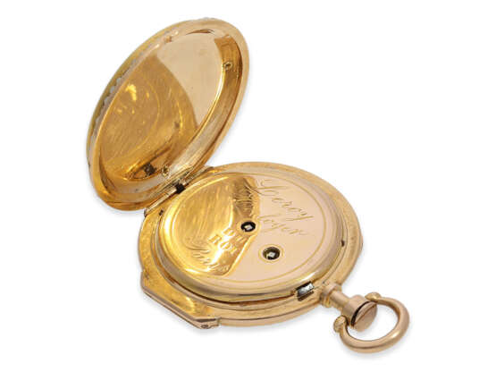 Pocket watch: exquisite "Louis XV" gold/enamel verge watch wi… - фото 6