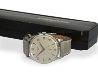 Armbanduhr: große Longines Ref. 7090 in Stahl, ca. 1950, mit…