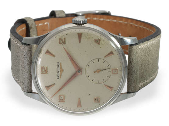 Armbanduhr: große Longines Ref. 7090 in Stahl, ca. 1950, mit… - Foto 2