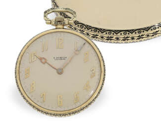 Pocket watch: attractive gold/enamel dress watch by Gübelin,…