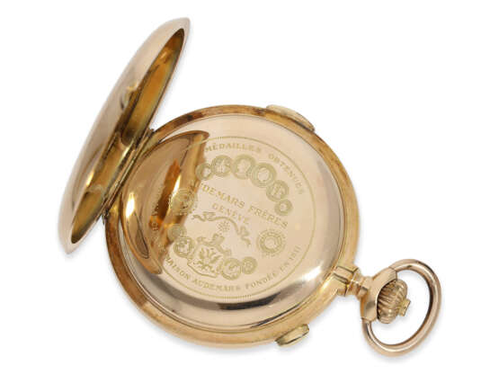 Taschenuhr: imposante Goldsavonnette mit Repetition und Chro… - Foto 2