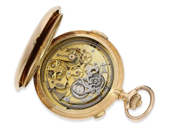 Pocket watch: impressive gold hunting case watch with repeate… - photo 3