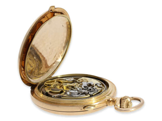 Taschenuhr: imposante Goldsavonnette mit Repetition und Chro… - Foto 4