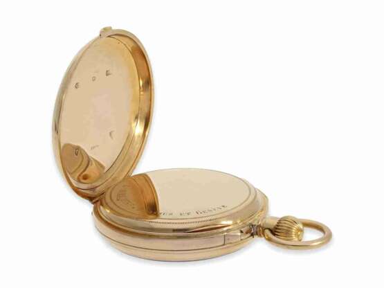 Pocket watch: pink gold gentleman's pocket watch with quarter… - фото 5