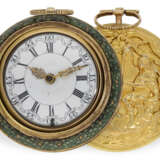 Pocket watch: large, gold repoussé verge watch with triple ca… - photo 1