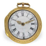 Pocket watch: large, gold repoussé verge watch with triple ca… - фото 7
