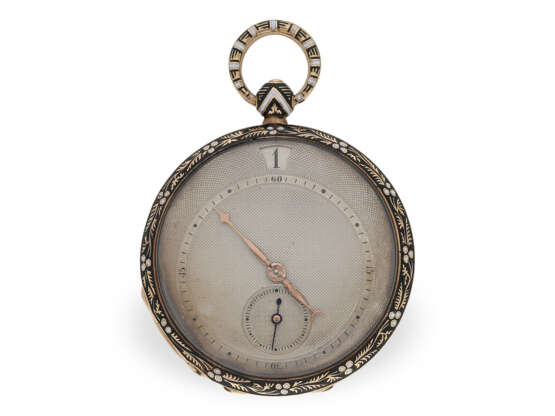 Pocket watch: rare gold/enamel lepine with jumping hour and o… - photo 2