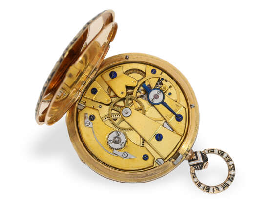 Pocket watch: rare gold/enamel lepine with jumping hour and o… - фото 3