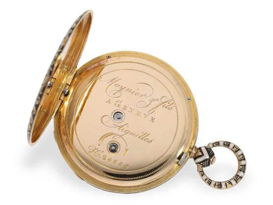 Taschenuhr: rare Gold/Emaille Lepine mit springender Stunde… - Foto 4
