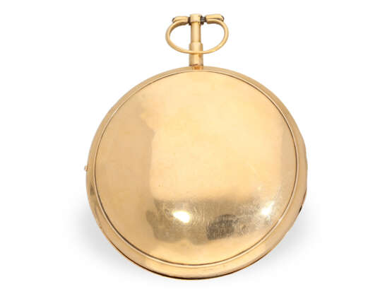 Pocket watch: large, gold verge watch with enamel painting an… - photo 5