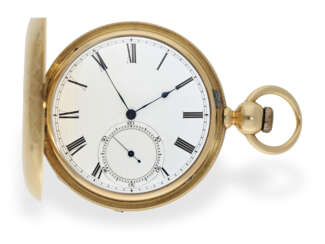 Pocket watch: heavy gold hunting case watch with chronometer…