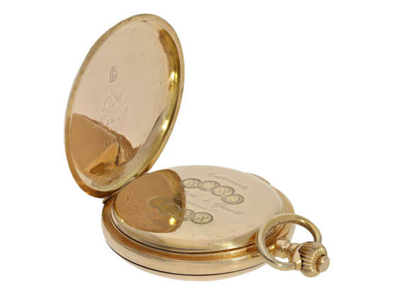 Pocket watch: heavy and large 18K gold hunting case repeater… - фото 3