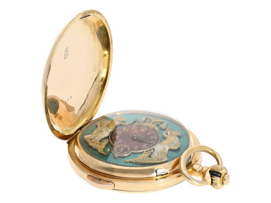 Pocket watch: heavy and large 18K gold hunting case repeater… - photo 5