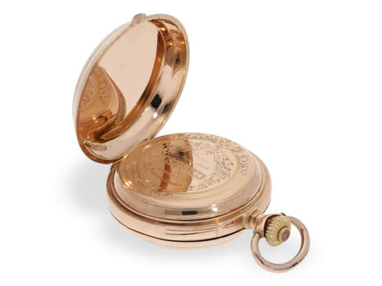 Pocket watch: heavy pink gold hunting case watch with repeate… - photo 6