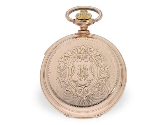 Pocket watch: heavy pink gold hunting case watch with repeate… - photo 7