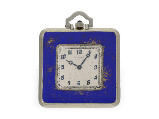 Pocket watch: Art deco rarity, white gold/enamel, signed Cart… - photo 1