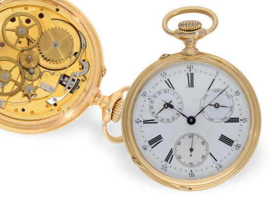 Taschenuhr: extrem seltenes Ankerchronometer mit Kalender, s… - Foto 1