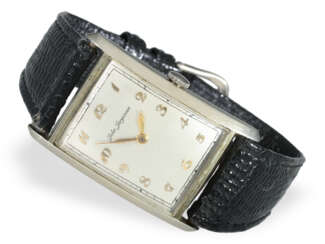 Armbanduhr: sehr seltene, große, weißgoldene Art Deco Herren…