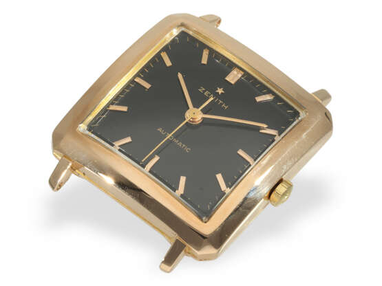 Wristwatch: extremely rare pink gold Zenith with black dial "… - photo 3