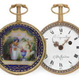 Pocket watch: extremely fine gold/enamel verge watch with pea… - photo 1