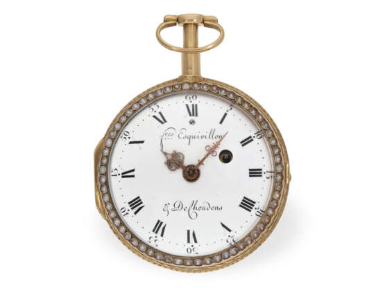 Pocket watch: extremely fine gold/enamel verge watch with pea… - фото 2